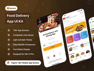 Nourish Food Delivery app delivery design food mobile app restaurant tracking ui user interface ux