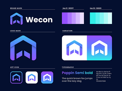 Wecon Gradient modern logo design adobe art brand guidelines brand identity branding gradient logo graphic design illustrator letter head letter mark letter w logo logo logo design logo maker logo mark logo trends minimalist logo modern logo technology logo trendy logo