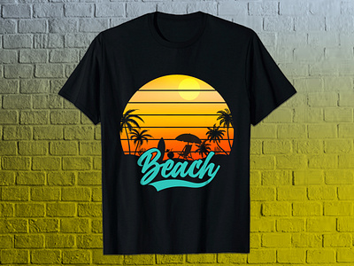 Beach T-Shirt Design beach beach design beach t shirt beach t shirt design best tshirt design design graphic design illustration sunset sunset design t shirt design typography vector vintage t shirt design