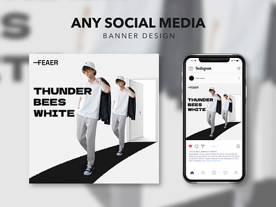 Thunder Bees White | Fashion Design banner collection fashion graphic design man social media