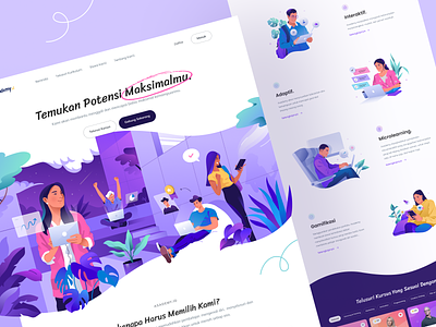 Course Website Design career colorful courses design education gradient illustration landing page learning onlinecourses people potentials study training ui uiux ux vector