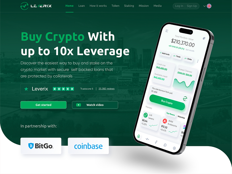 UI UX Landing Page Design For Leverix AI Powered Crypto Wallet ai ai powered banking crypto cryptocurrency daap defi extej finance fintech investment landing page lead page leverage saas trading ui ux wallet web design web3