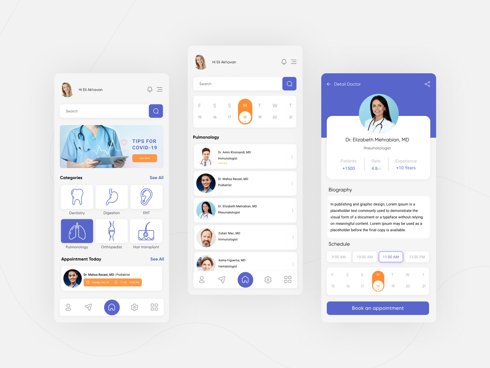 Medical App Design by Elham Esmaeili on Dribbble