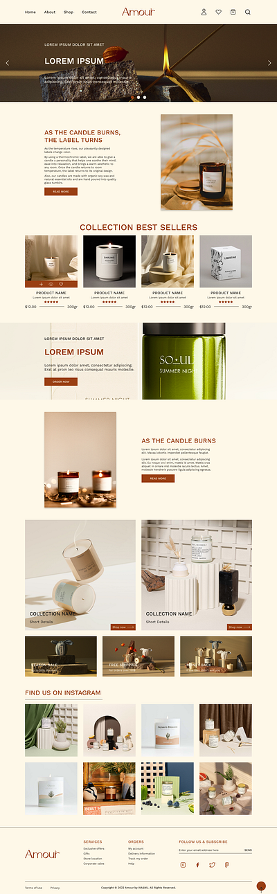 Scented candle landing page ui