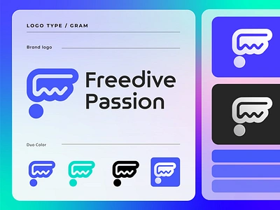 Brand identity logo design for FreeDive Passion agency app logo branding business clean company company logo corporate brand identity custom logo f letter logo initial logo lettermark logo logo concept logo idea logomark mark minimal professional logo typography