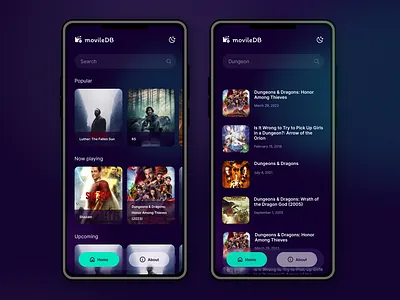 MovileDB (Movie/Mobile Database) figma mobile react reactnative shade of blue ui