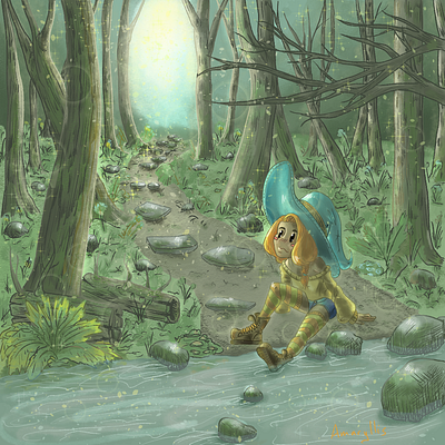 Witch in a Forest illustration