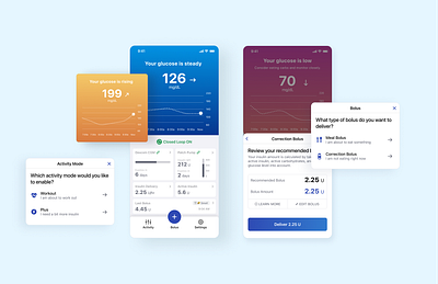 Automated Insulin Delivery App for people with diabetes app design blood sugar cgm design diabetes diabetes app health app health data healthcare insulin ui