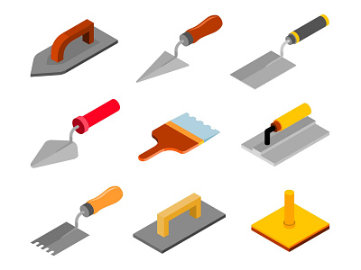 Trowel Isometric Icons cartooning design free icons freebie icon set icons download illustration illustrator trowel trowel icons vector vector design vector download