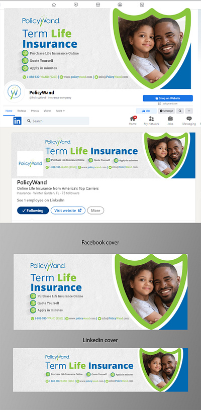 Social Media Banner of Insurance Company branding graphic design