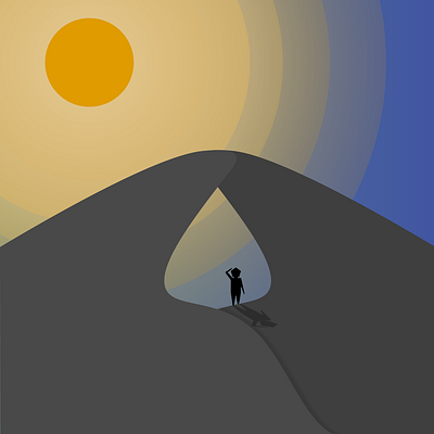 Man on a hill abstract colorful design graphic design illustration man mountain sun sunny vector