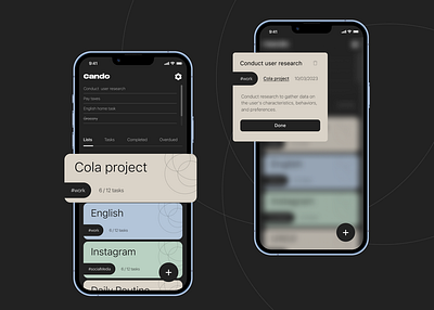 Task manager application brutalism dark dark theme design mobile ui ux uxui