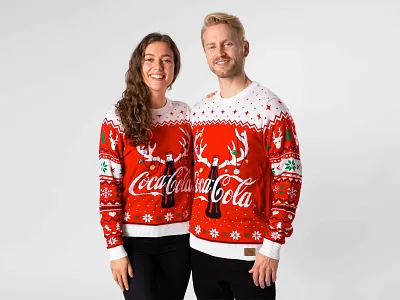 Coca-Cola Christmas Sweater antlers branded merch christmas sweater coca cola fashion design graphic design illustration illustrator knitter sweater merch reindeer sweaters ugly christmas sweaters