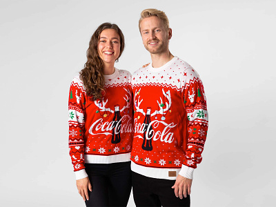 Coca-Cola Christmas Sweater antlers branded merch christmas sweater coca-cola fashion design graphic design illustration illustrator knitter sweater merch reindeer sweaters ugly christmas sweaters
