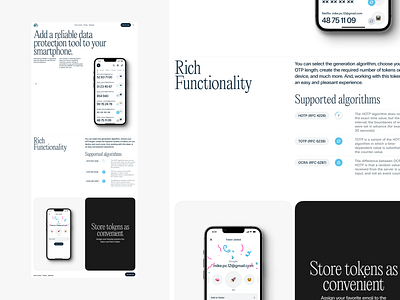 Protectimus Promo Site app branding clean grid interface layout minimalism mobile security simple design typo typography ui