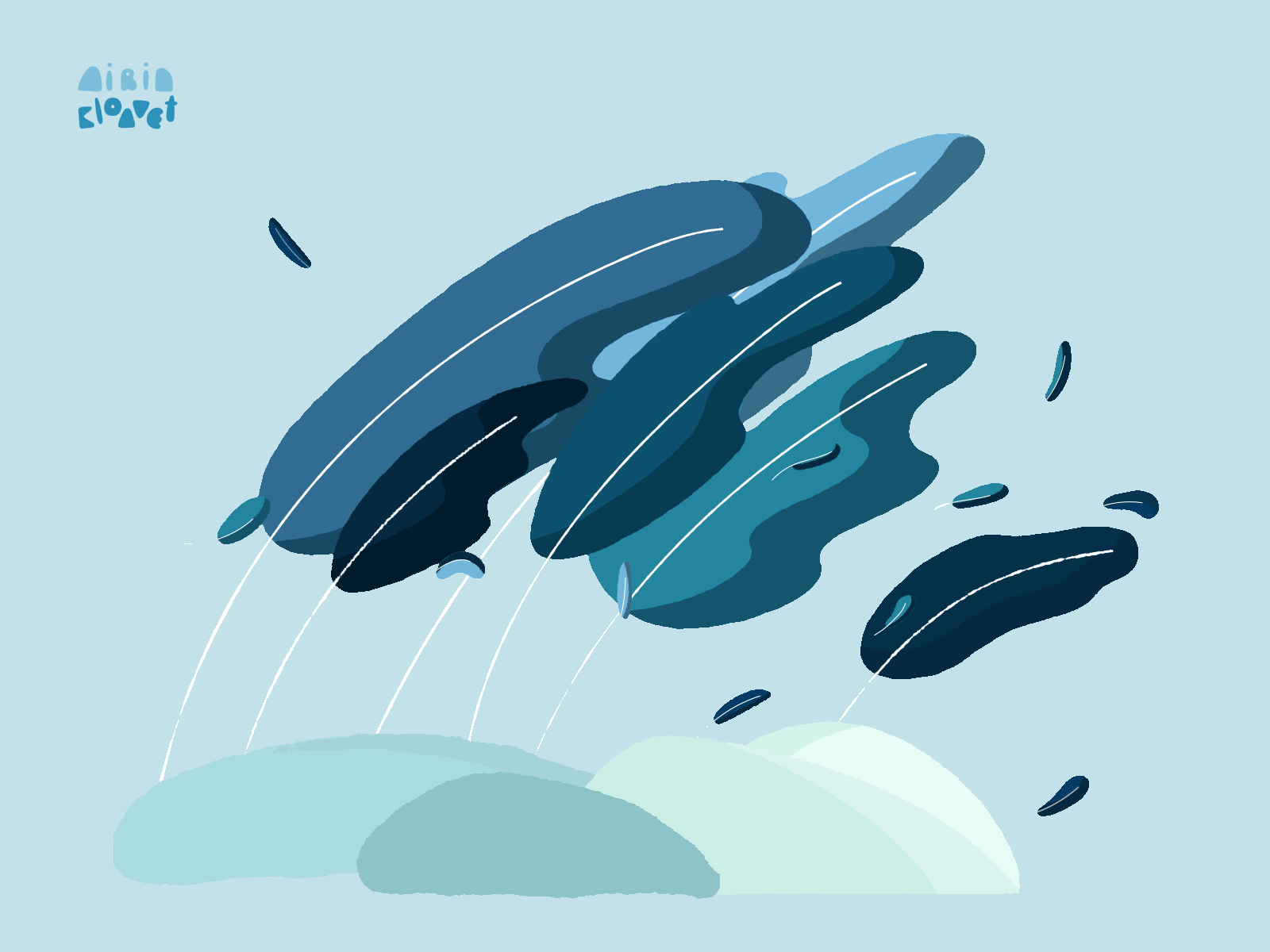 Windy Day airinkloavet animatedgif animation blue cloudy dance dancing design funny gif green illustration leaves motion graphics nature sky spring wind windy