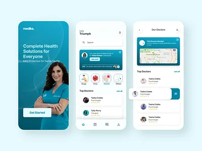 Medika Healthcare app care co ordination design doctor patient app patient engagement ui