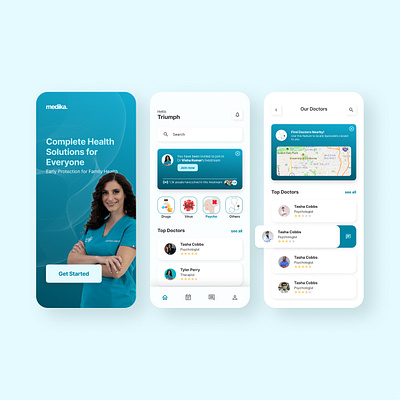 Medika Healthcare app care co ordination design doctor patient app patient engagement ui