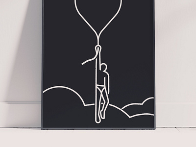 Ascension ascension balloon clouds illustration lift lineart man minimal outline simple sky stroke up