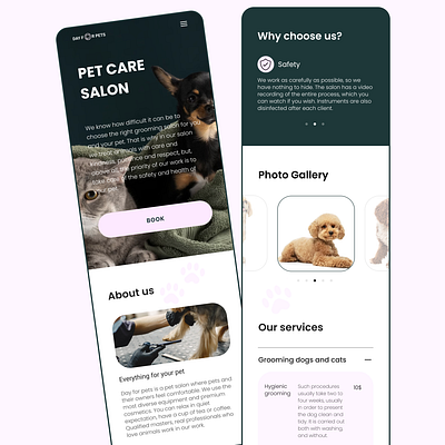 UX/UI Pet care salon design ui ux