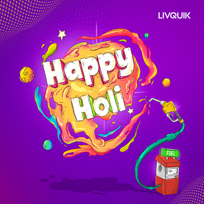 Happy Holi branding design fleet drive graphic design holi illustration logo minimal poster design typography ui vector