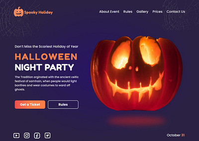 Halloween party invitation website landing page halloween invite design halloween party landing page uiux design web design