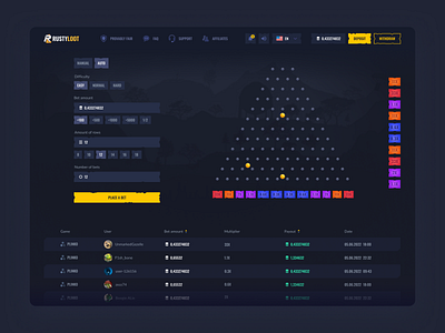 Rust Casino - Plinko Design bet casino casino rust crush crypto casino design dice gambling gambling design game ui jackpot mines not casino plinko rust rust design ui ux web design wheel