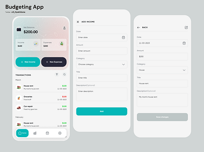 Budgeting Tool (Mobile app) budget budgeting app budgeting application design expenses finance financial institution fintech income money save money saving ui ux