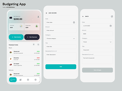 Budgeting Tool (Mobile app) budget budgeting app budgeting application design expenses finance financial institution fintech income money save money saving ui ux