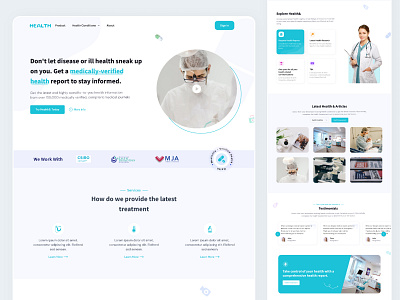 Health - Medical Website Design✨ branding card clean and simple cta design faq footer graphic design health medical website health hero section health insurance logo logos medical medical website ui uiux website website design