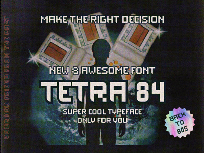 TETRA 84 font typeface in 80s tetris style 00s 80s 90s branding design fat hamster font graphic design tetris typeface y2k