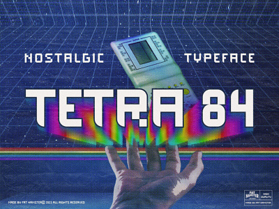 TETRA 84 font typeface in 80s tetris style 00s 80s 90s branding design fat hamster font graphic design tetris typeface y2k