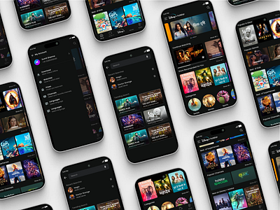 OTT Platform App app app ux dark dark mode dark mode ui dark mode ui designs darkmode design graphic design home screen illustration mode online shows app online video app ott app ott platform ui ux web series app