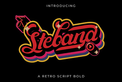 Stebana Script Font design elegant font futuristic graphic design groovy illustration landing page logo modern retro typeface