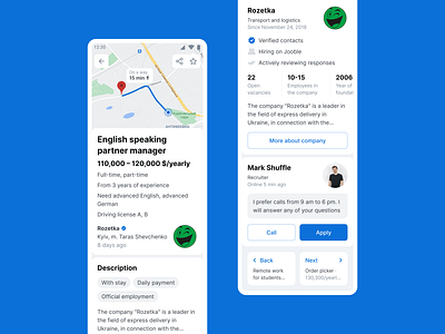 Job description page jdp job description page map mobile app product design ui vacancies