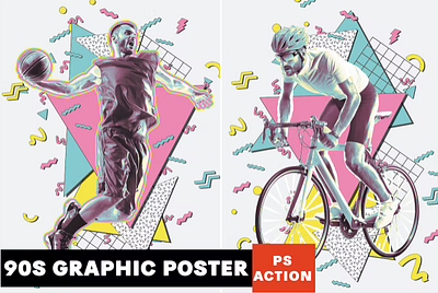 90's Graphic Poster Photoshop Action brush