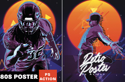 80's Retro Poster Photoshop Action brush