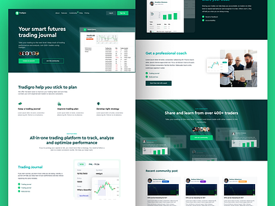 Tradigro - Trading website design journal landing page trading user interface website