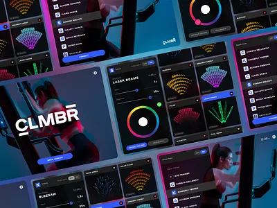 CLMBR Studio Lighting App app branding class clmbr color colorado control digital energy experience fitness graphic design group fitness interface light peloton premium ui ux wellness