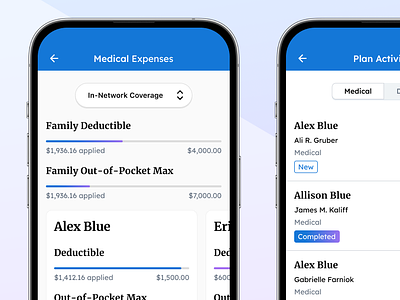 Mobile App for health plan consumers data viz health insurance health plans healthcare insurance mobile app product design