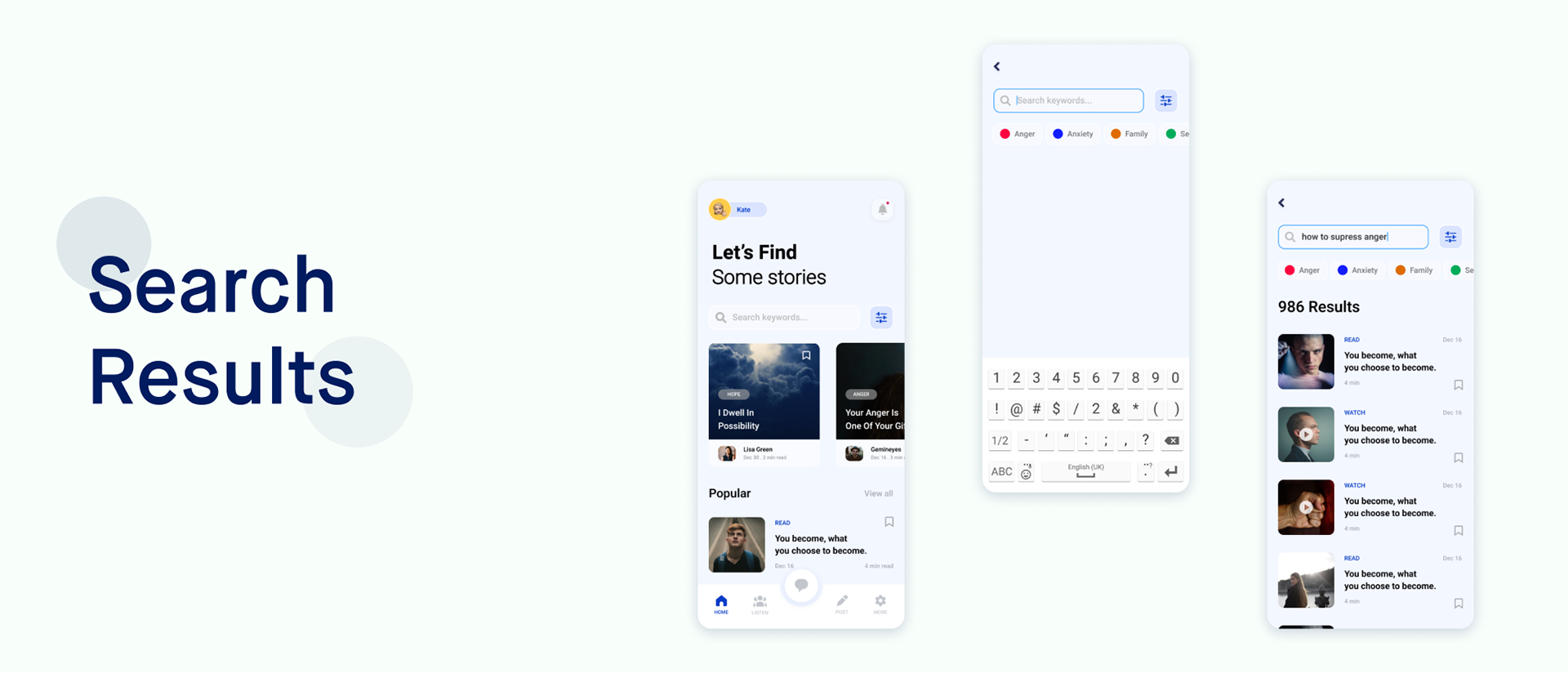 Search Results app design homepage interaction design ui ux visual design