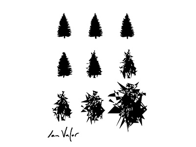 Abstract Pines black and white illusion illustration landscape minimal nature poster trees vector