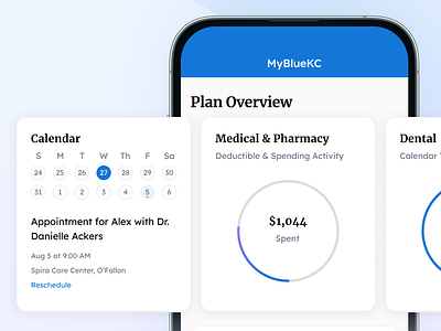 Mobile dashboard for health plans app data viz health insurance health plans healthcare insurance mobile app pie charts product design product design concept