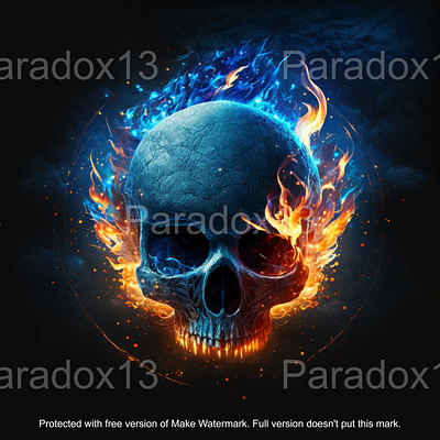 Flaming Skull blue bones burning death design flames flaming gothic halloween illustration red skeleton skull skulls