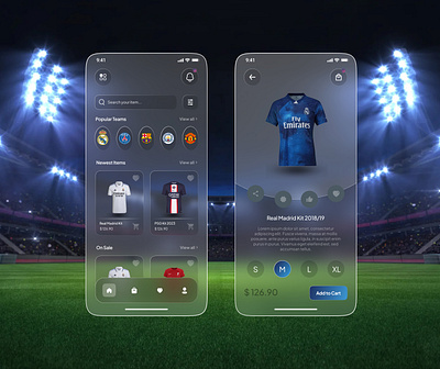 Online Sport Shop app appdesign design football glass graphic design sport ui ux