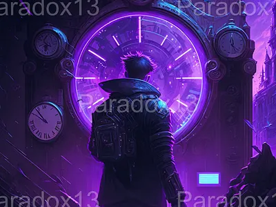 Time Machine clock design future illustration machine neon purple steampunk time time machine time travel travel