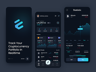 Crypto Trading App Design bitcoin clean crypto crypto wallet cryptocurrency dark theme ethereum exchange finanace finance app swap trading app ui ui design uiux