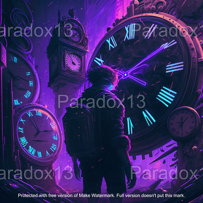 Time Traveler clock design future illustration neon purple steampunk time time machine time traveler travel watch