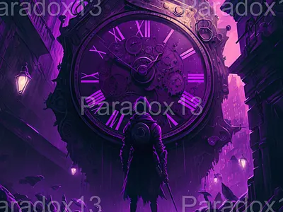 The End Of Time apocalyptic clock dead death design illustration neon nuclear purple steampunk survival the end time time travel watch
