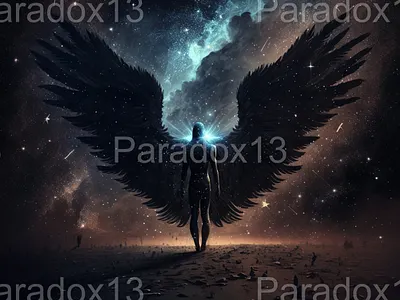 Dark Angel Wings angel black dark design feathers gothic illustration stars wings